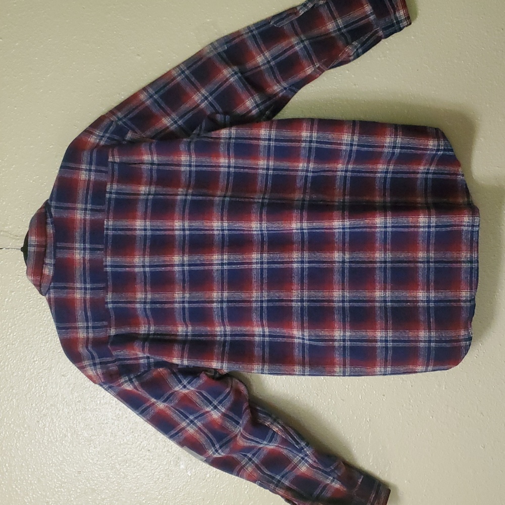 PENDLETON Mens Sz XL Plaid Wool Long Sleeve Button Down Shirt Blue Red Washable - Picture 2 of 9